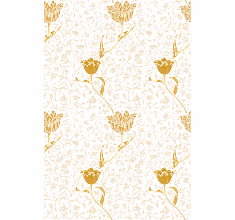 Toile fenêtre fleur motif élégant doré - TenStickers