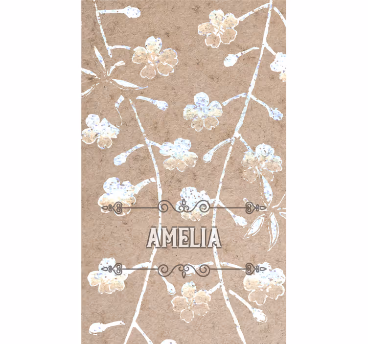 Toile fenêtre chambre couple motif floral beige avec nom - TenStickers