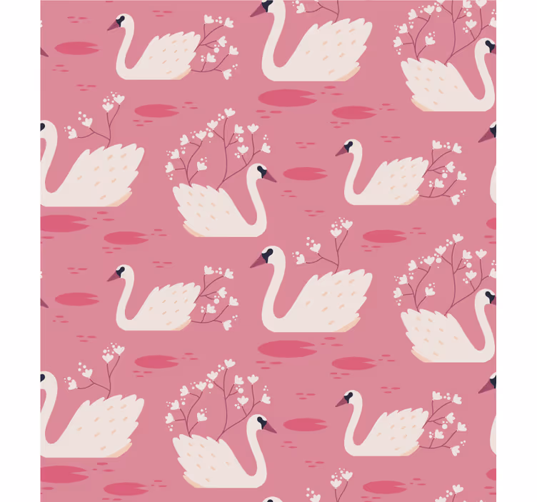 Toile fenêtre fleurs et plantes cygnes élégants et fleurs - TenStickers