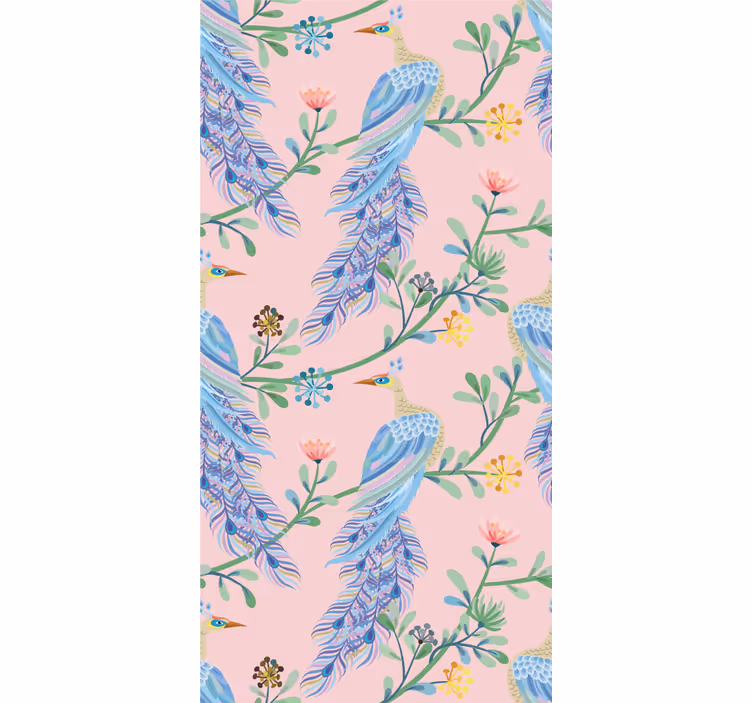 Toile fenêtre fleurs et plantes conception d'oiseau tropical - TenStickers