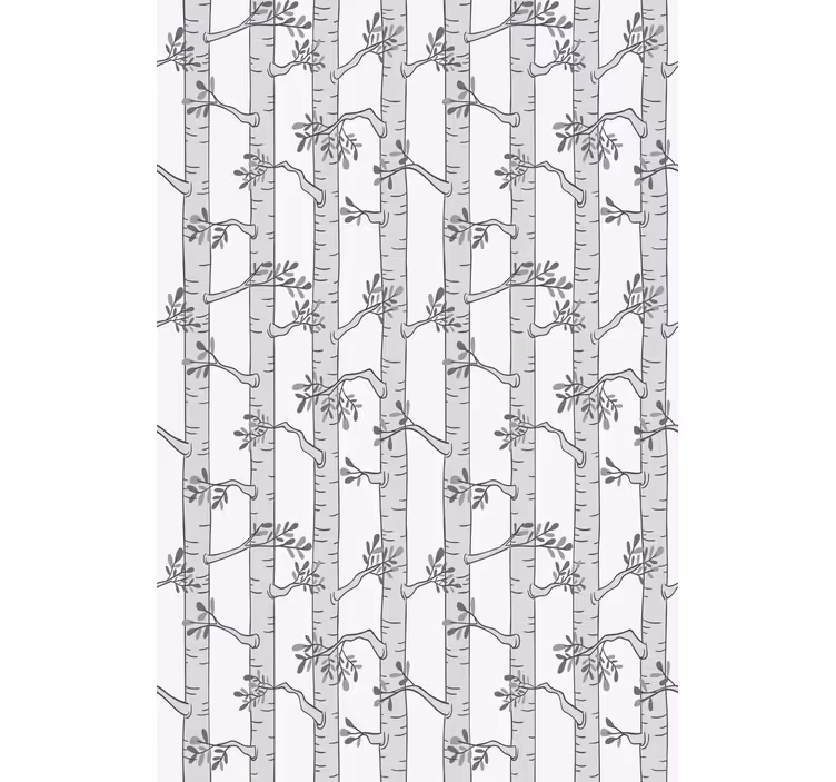 Toile fenêtre arbre motif gris minimaliste - TenStickers