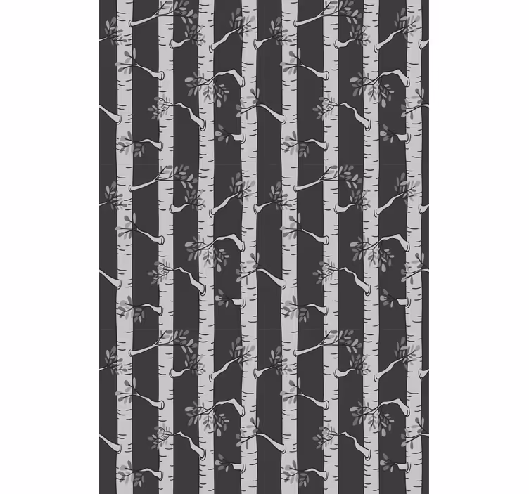 Toile fenêtre arbre bouleau motif noir et gris - TenStickers