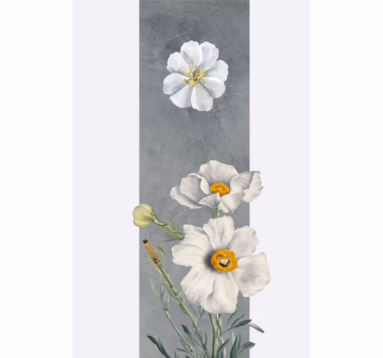 Toile fenêtre fleurs et plantes bouquet blanc - TenStickers