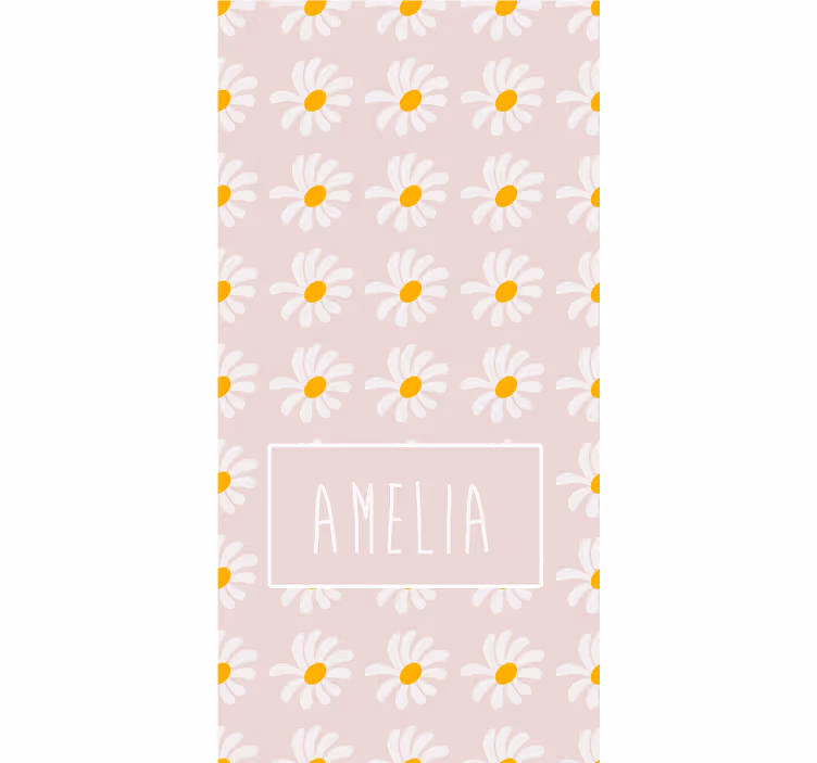 Toile fenêtre chambre enfant marguerite florale avec nom - TenStickers