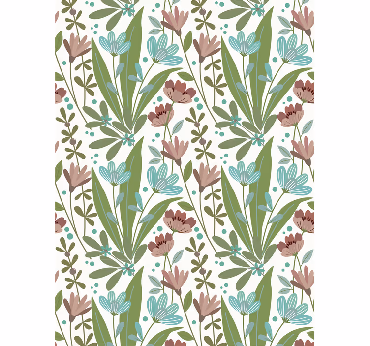 Toile fenêtre fleurs et plantes motifs floraux et feuilles - TenStickers