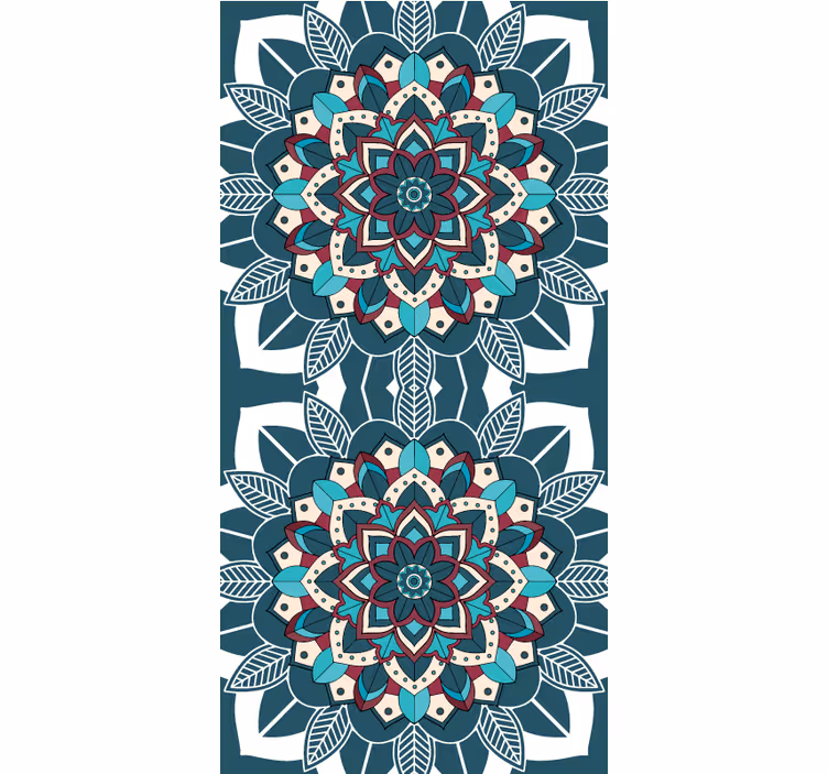 Toile fenêtre textures et motifs élégants carreaux bleus - TenStickers
