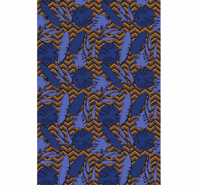 Toile fenêtre fleurs et plantes motif tropical bleu - TenStickers