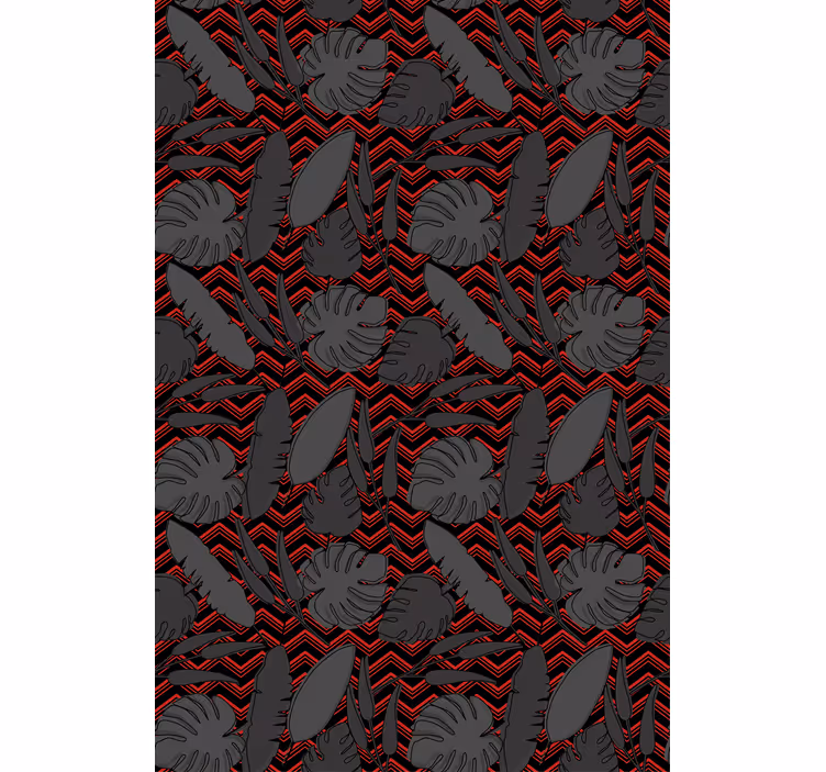 Toile fenêtre salle à manger feuilles tropicales en zigzag - TenStickers