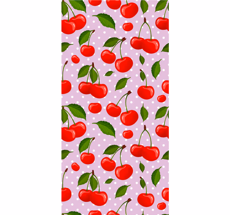 Toile fenêtre salle à manger cerises et feuilles - TenStickers