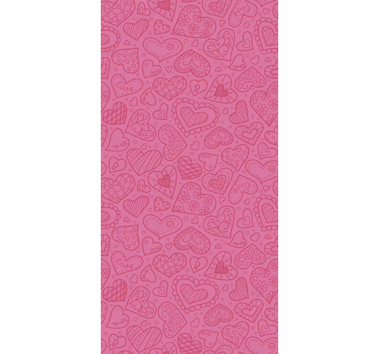Toile fenêtre romantique motifs de coeurs roses - TenStickers