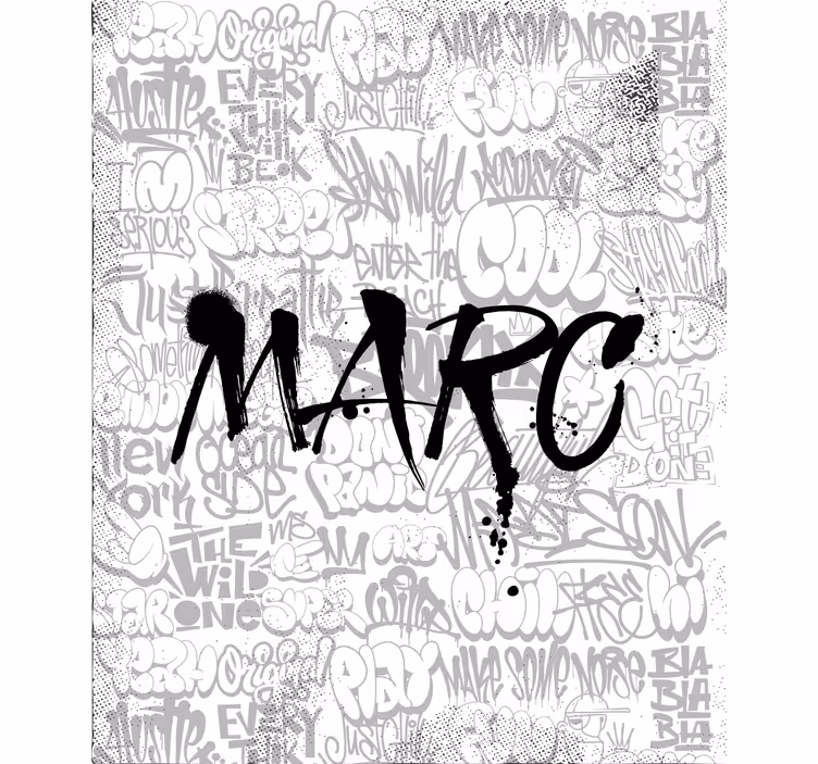 Stores personalisés Graffiti noir et blanc avec nom - TenStickers