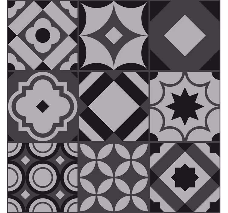 Store cuisine effet carrelage carreaux noirs - TenStickers