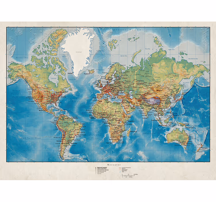 Store carte du monde mercator - TenStickers