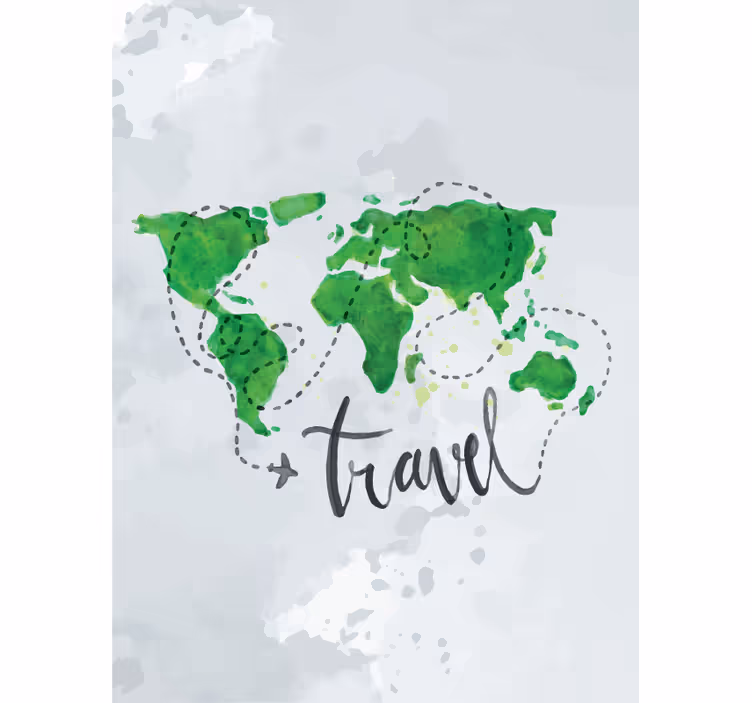 Store carte du monde voyage aquarelle - TenStickers