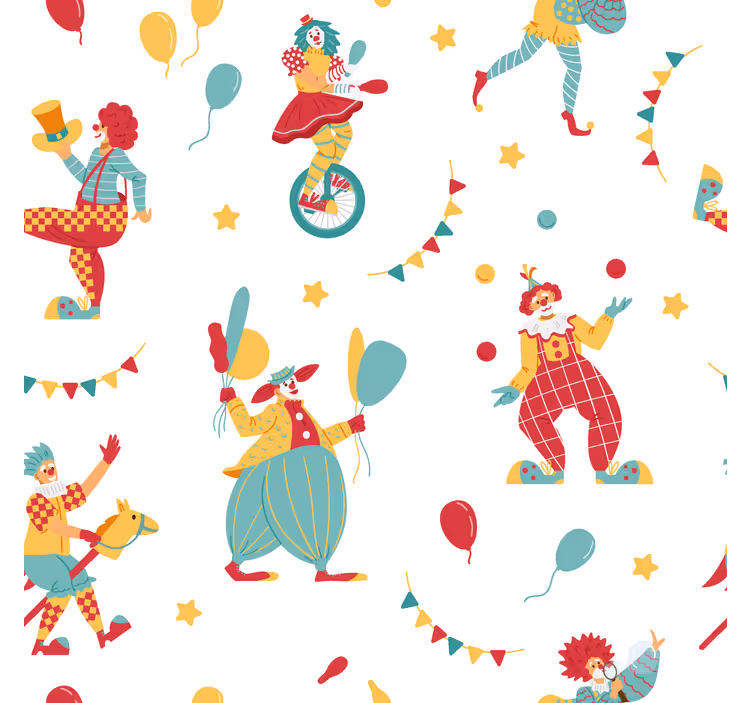 Toile fenêtre amusant clowns avec des ballons - TenStickers