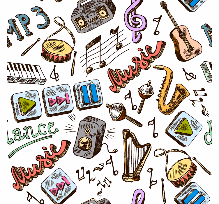 Toile fenêtre amusant modèle de musique - TenStickers