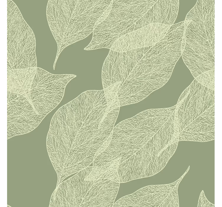 Toile fenêtre vert motif de grandes feuilles - TenStickers