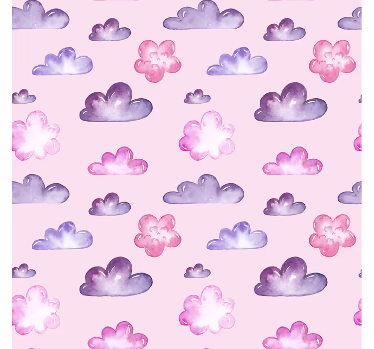 Toile fenêtre nuage motif rose - TenStickers