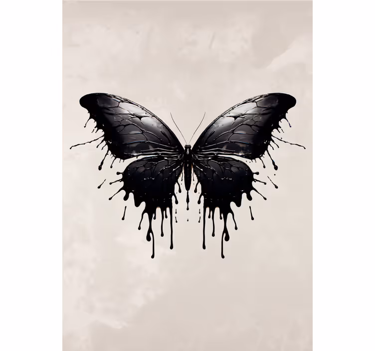 Toile fenêtre papillon grandes ailes noires - TenStickers