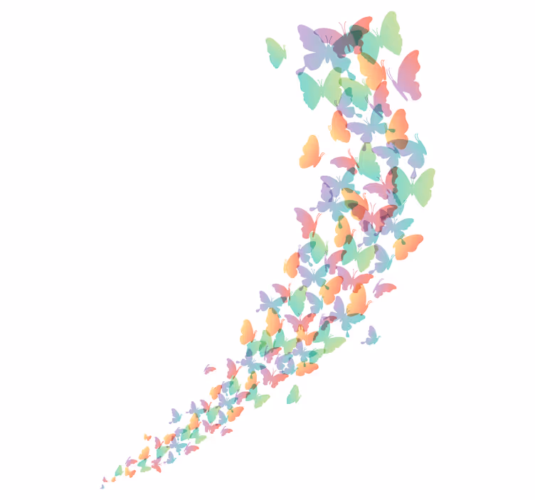 Toile fenêtre papillons colorés fond blanc - TenStickers