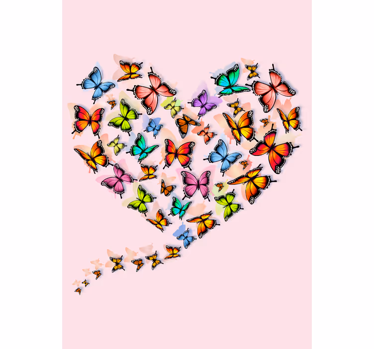 Toile fenêtre papillon conception de coeur - TenStickers