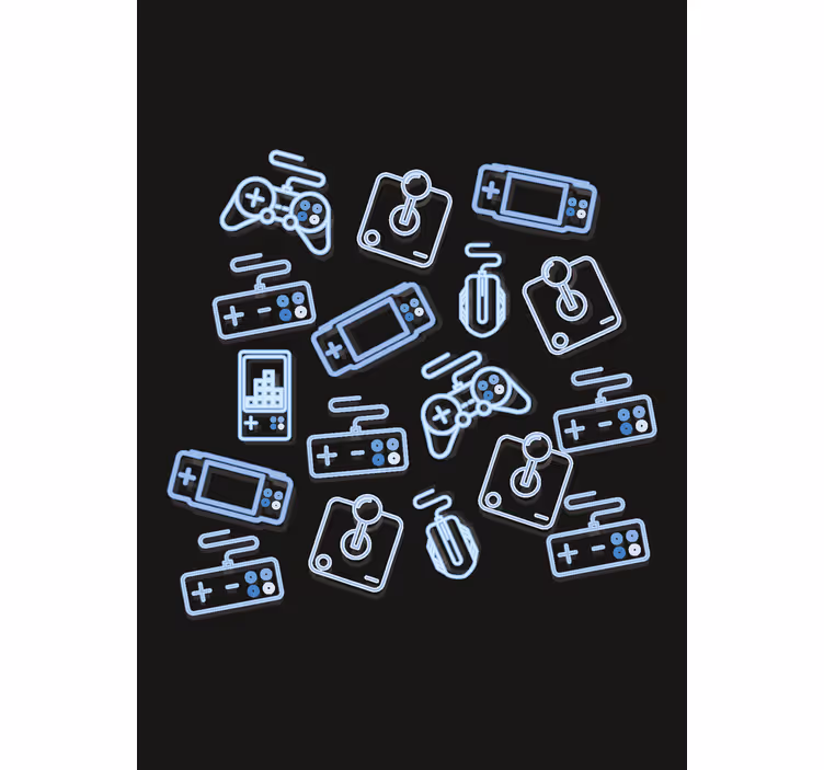 Toile fenêtre geek commandes bleues - TenStickers