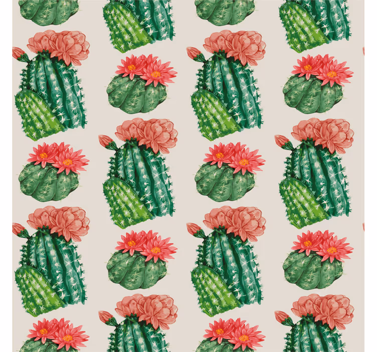 Toile fenêtre cactus floral du désert - TenStickers