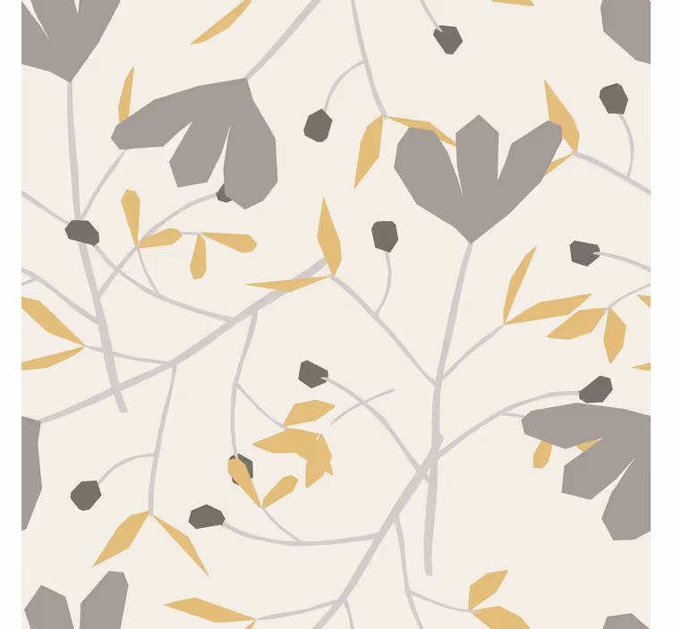 Toile fenêtre nordique fleurs grises et jaunes - TenStickers