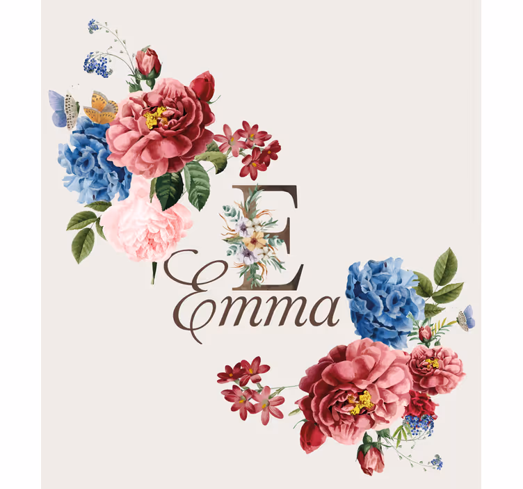 Toile fenêtre personnalisé initiale florale - TenStickers
