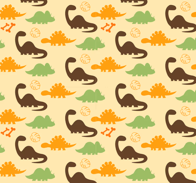 Toile fenêtre dinosaures fond beige - TenStickers