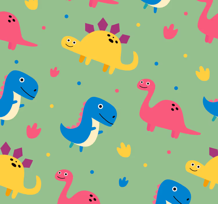Toile fenêtre dinosaures style coloré - TenStickers