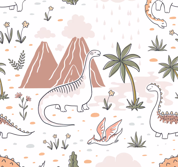Toile fenêtre dinosaures style nordique - TenStickers