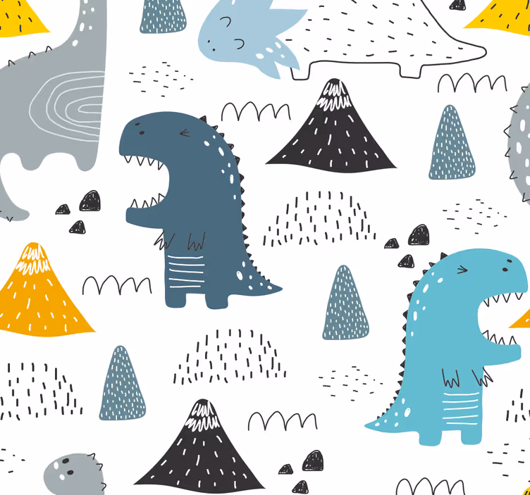 Toile fenêtre dinosaures modèle scandinave - TenStickers