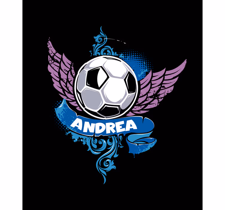 Toile fenêtre football ballon volant avec nom - TenStickers