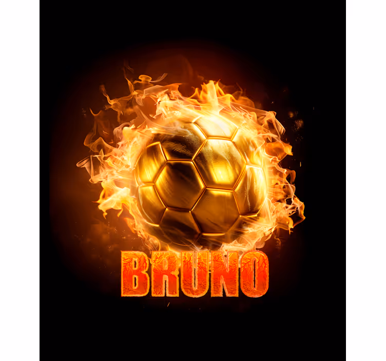 Toile fenêtre football boule de feu dorée - TenStickers
