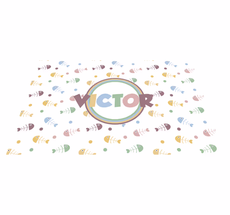 Set de table Poissons et corps en arête avec nom - TenStickers