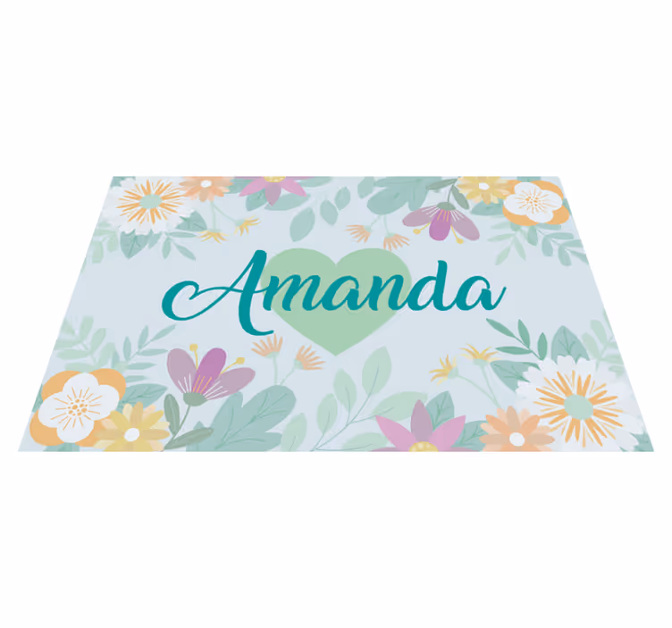 Set de table design nom Coeur et fleurs - TenStickers