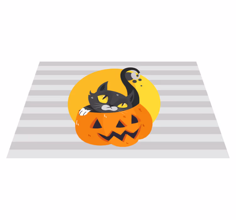 set de table design enfant Citrouilles et chat noir - TenStickers