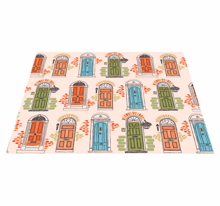 Set de table original motifs de portes colorés - TenStickers