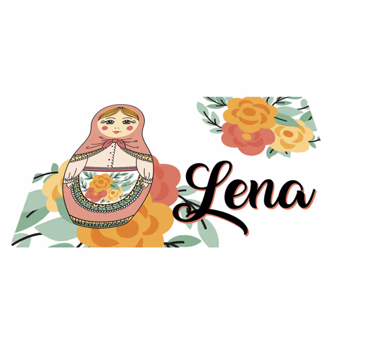 Set de table avec prénom illustration poupée matriochka - TenStickers
