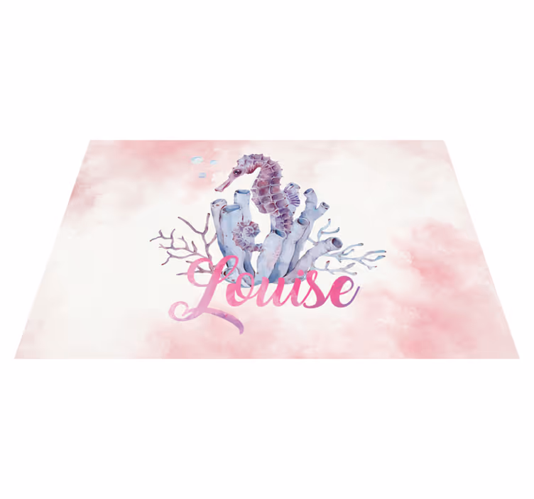 Set de table prénom d'hippocampe en aquarelle - TenStickers