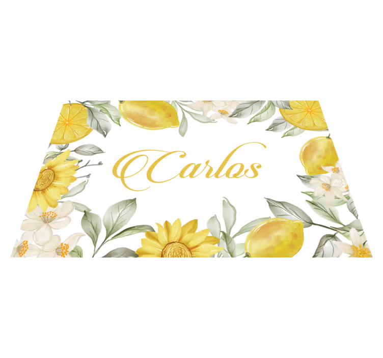Set de table avec prénom arrangement floral citron - TenStickers