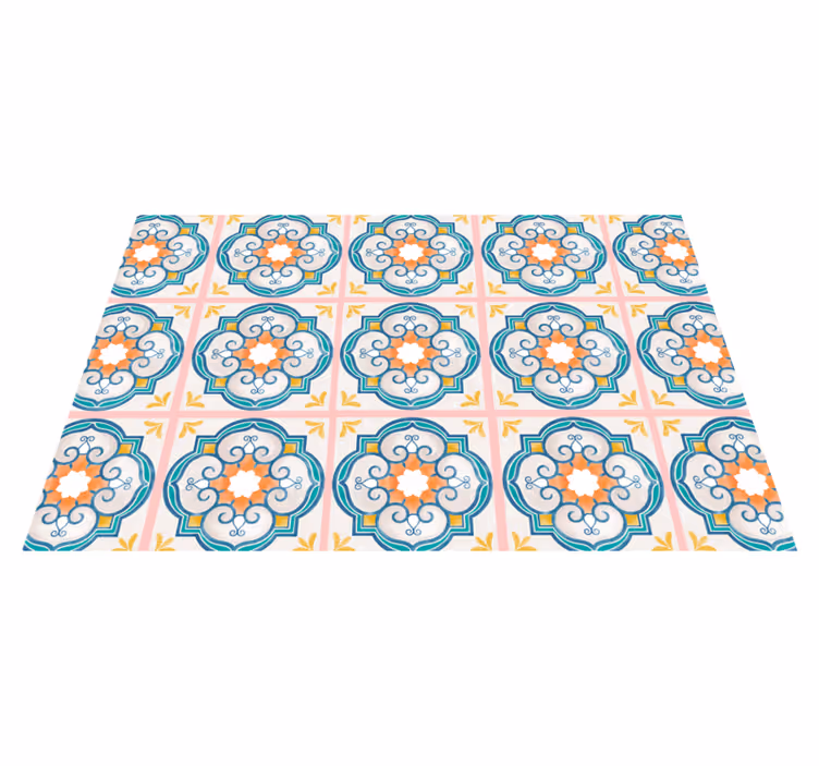 Set de table design bois Tuile marocaine rouge orange jaune - TenStickers