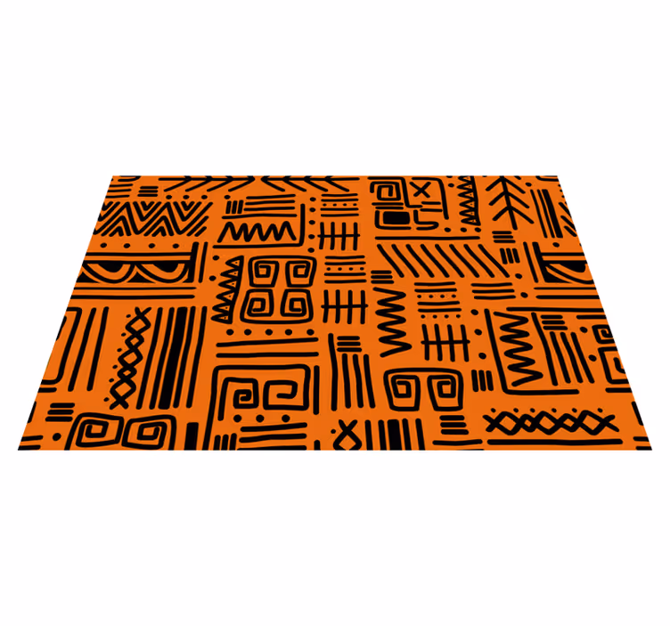 Set de table design bois Noir et orange ethnique africain - TenStickers