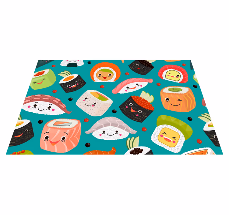 Sets de table en sticker sushi avec visages - TenStickers