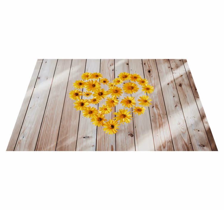 Set de table Marguerite en cœur et texture bois - TenStickers