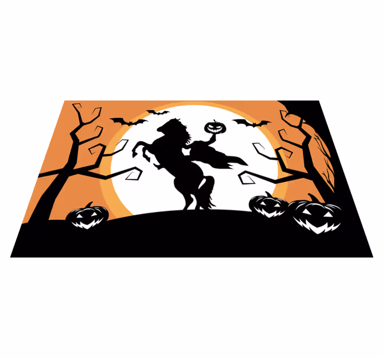 Set de table halloween cheval tenant une citrouille - TenStickers