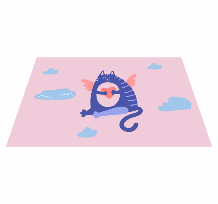 Set de table enfant chat volant tenant un cœur - TenStickers