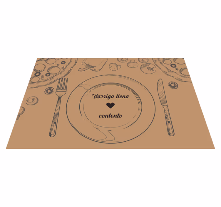 Set de table Assiette et couverts  fond marron - TenStickers