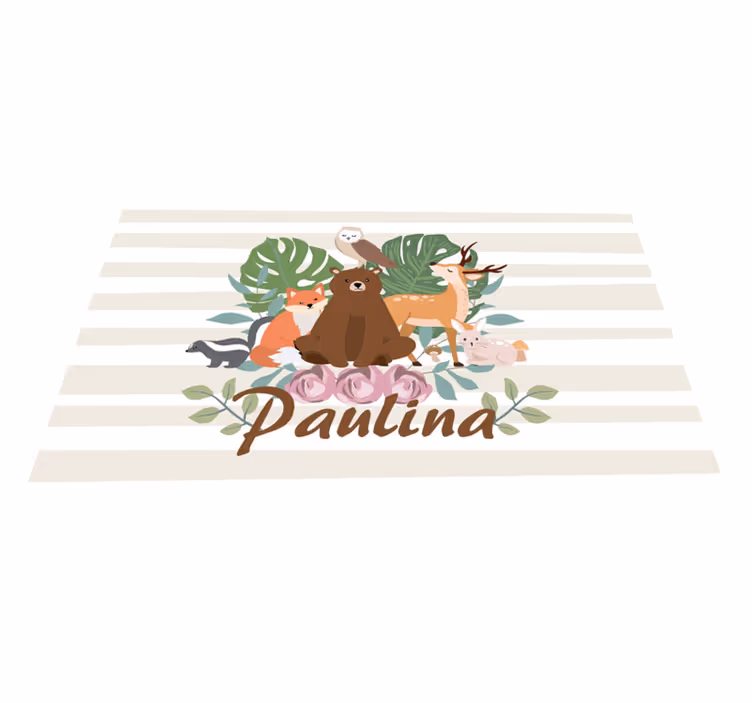 Set de table avec nom Animaux des bois girly - TenStickers